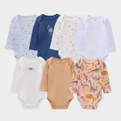 YAMP - Body Bebé Niño Pack X7 Manga Larga Algodón