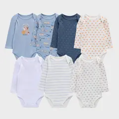 YAMP - Body Bebé Niño Pack X7 Manga Larga Algodón