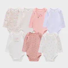 YAMP - Body Bebé Niña Pack X7 Manga Larga Algodón