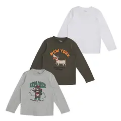 YAMP - Polo Niño Pack X3 Manga Larga Algodón