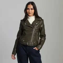 SYBILLA - Casaca Efecto Cuero Mujer