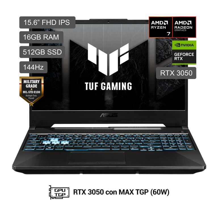 Laptop Asus Tuf Gaming A15 AMD Ryzen 7 170 RTX 3050 16Gb RAM 512 SSD Fa506Ncq-Hn013W