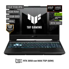 FUNDAS NOTEBOOK - Laptop Asus Tuf Gaming A15 AMD Ryzen 7 170 RTX 3050 16Gb RAM 512 SSD Fa506Ncq-Hn013W