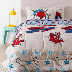 SPIDERMAN - Juego de Cama: Edredón + Juego de Sábanas Spider Man 1.5 Plazas