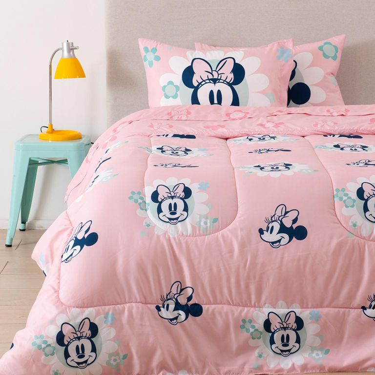 Juego de Cama: Edredón + Juego de Sábanas Minnie 1.5 Plazas