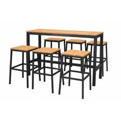 BASEMENT HOME - Juego de Bar 6 Bancos con Madera Teca