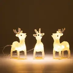 MICA - Set de 3 Mini Renos Navideños Decorativos con Luces