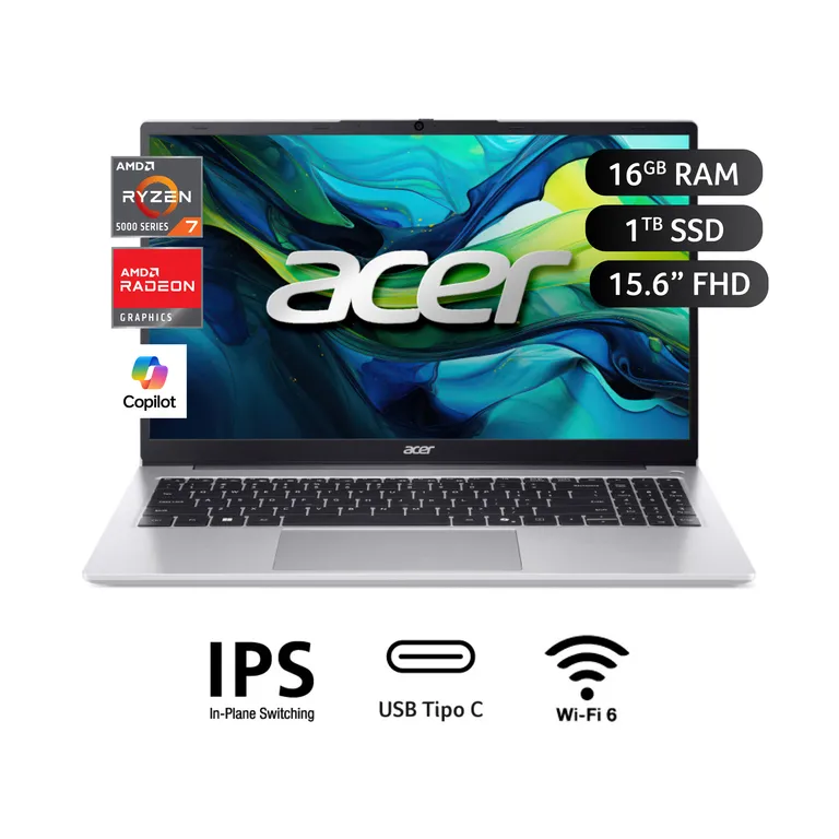 Laptop Aspire Lite AMD Ryzen 7 5825U 16Gb RAM 1TB SSD 15.6" Fhd