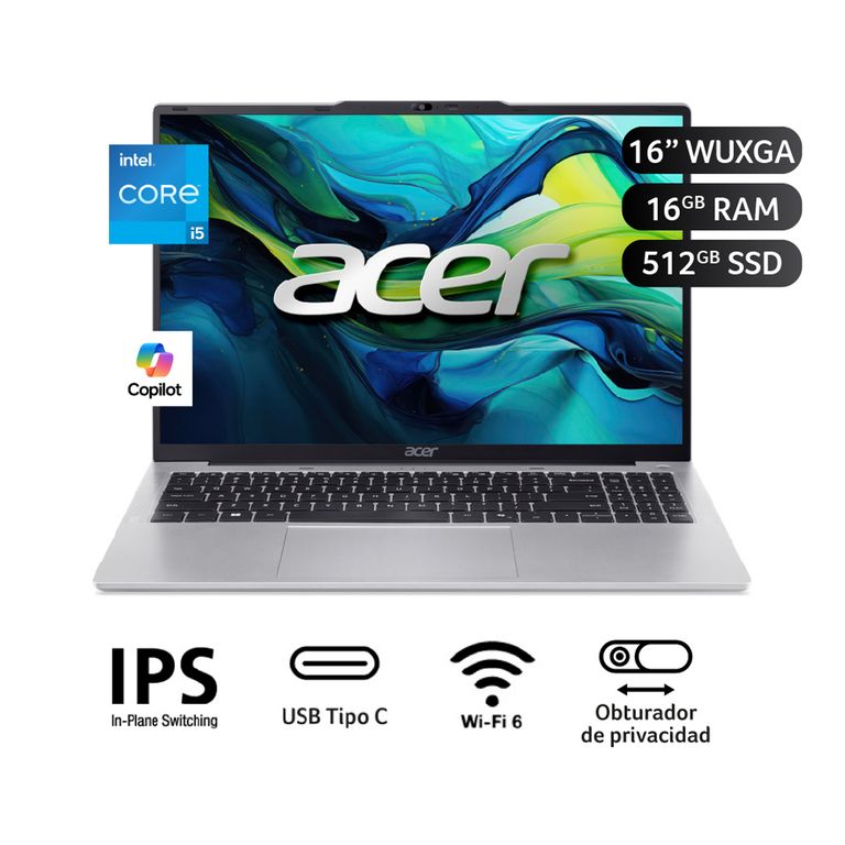 Laptop Aspire Lite  Intel Core I5-1334U 16GB RAM 512 GB SSD 16" Wuxga