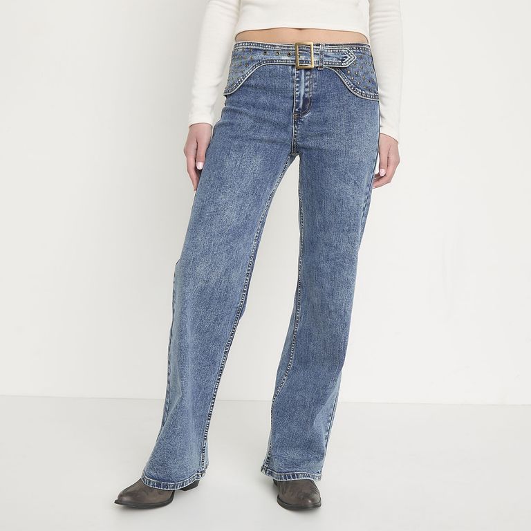 Jean Wide Leg Tiro Bajo Mujer