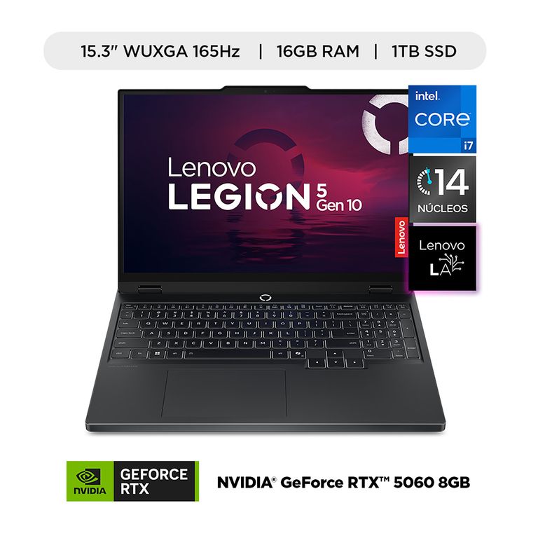 Laptop Gamer Legion 5i 13va Gen Intel Core i7 RTX 5060 16GB RAM 1TB SSD 15.3"