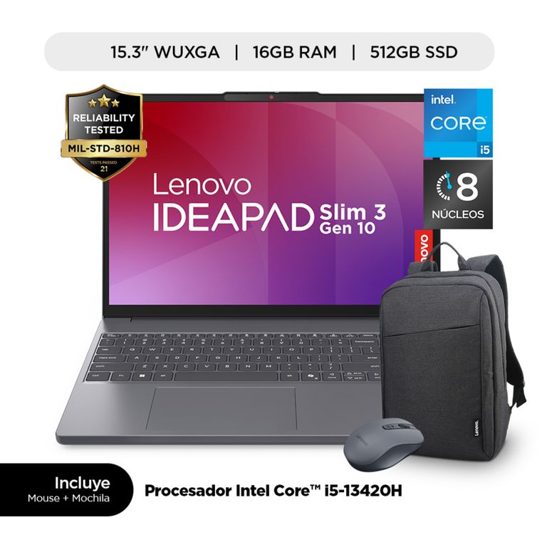 Laptop IdeaPad Slim 3i Intel Core i5 16GB RAM 512GB SSD 15.3" WUXGA