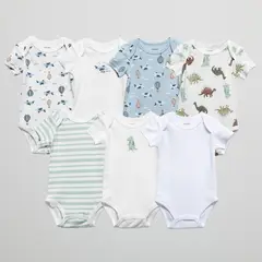 YAMP - Body Bebé Niño Pack X7 Manga Corta Algodón