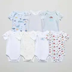 YAMP - Body Bebé Niño Pack X7 Manga Corta Algodón