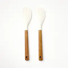 FIGMINT - Set x2 Mini Espátulas de Silicona con Mango de Madera Acacia 23 cm