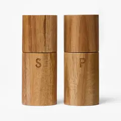 FIGMINT - Set Molinillos para Sal y Pimienta de Madera Acacia 13 cm