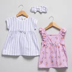 YAMP - Vestido Bebé Niña Pack X2 + Vincha Algodón