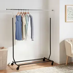 BRIGHTROOM - Perchero Metálico Colgador de Ropa con Ruedas 191x55x164 cm