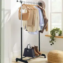 BRIGHTROOM - Perchero Metálico Ajustable para Ropa con Ruedas 121x44x163 cm