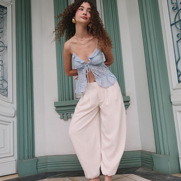 Pantalón Balloon Tiro Medio Mujer