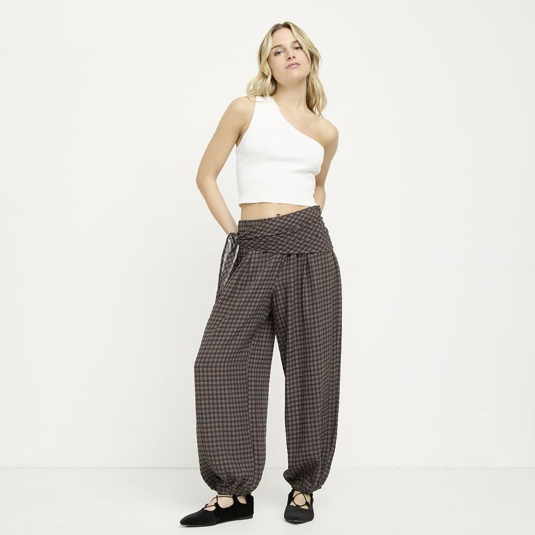Pantalón Balloon Tiro Alto Mujer