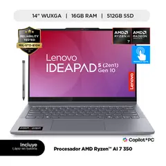 LENOVO - Laptop Ideapad 5 2 en 1 serie 300 AMD Ryzen AI 7 350 16GB RAM 512 GB SSD 14" WUXGA touch
