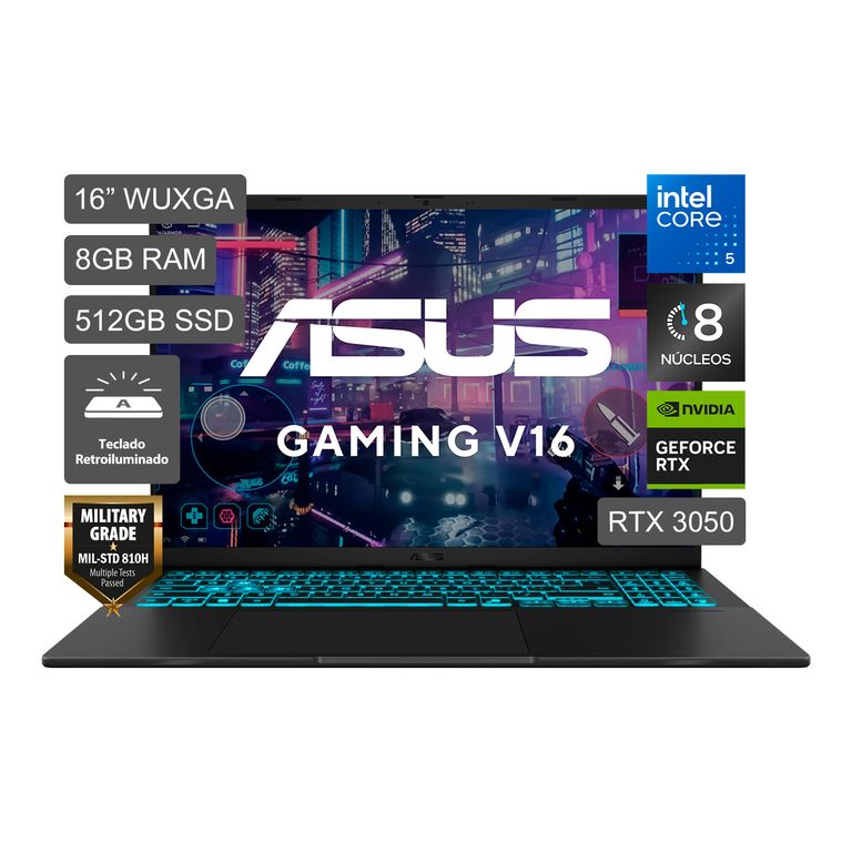 V16 Intel Core 5 210H 8GB 512SSD RTX3050 16" WUXGA