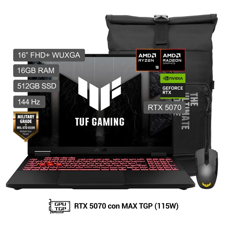 TUF Gaming A16 AMD Ryzen 9 8940HX 16GB 512SSD RTX5070 16" FHD+