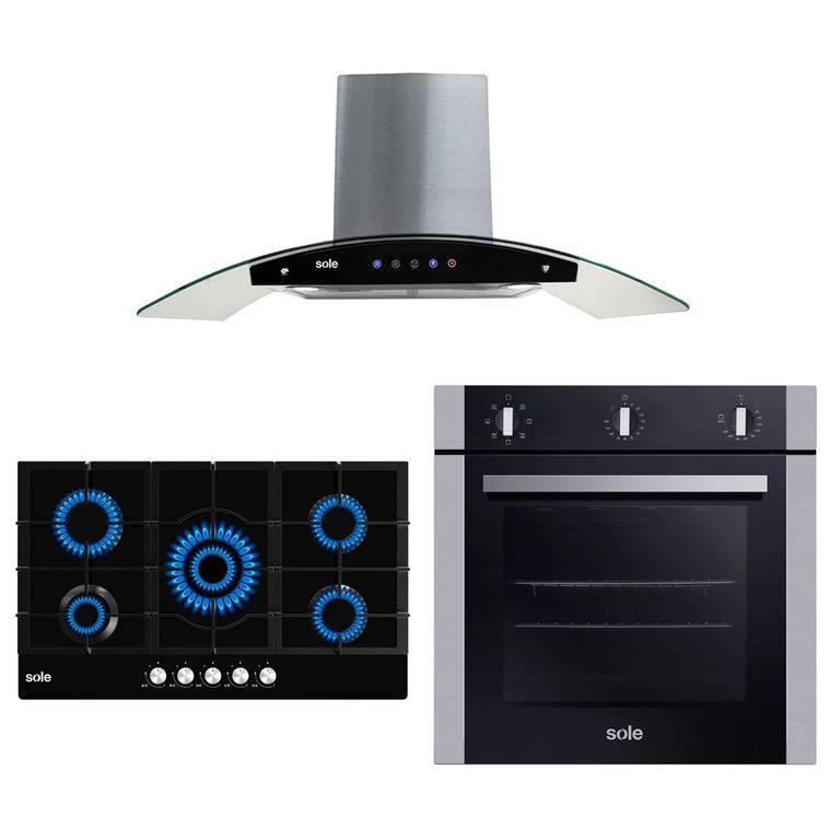 Cocina 5 hornillas + Campana + Horno eléctrico 73L