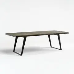 CRATE & BARREL - Mesa de Comedor Yukon de Madera Maciza con Base de Hierro (6 Puestos)