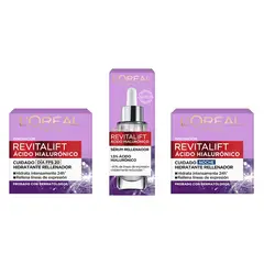 LOREAL PARIS - Pack Ácido Hialurónico Serum Rostro + Crema día + Crema noche
