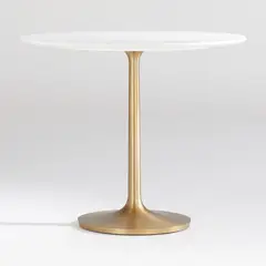 CRATE & BARREL - Mesa de Comedor Nero de Mármol Blanco con Base de Latón Dorado (4 Puestos)