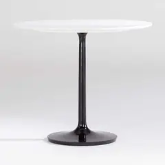 CRATE & BARREL - Mesa de Comedor Nero de Mármol Blanco con Base de Latón Negro 90cm