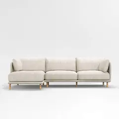 CRATE & BARREL - Seccional Wells con Chaise Longue 4 Cuerpos