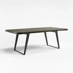 CRATE & BARREL - Mesa de Comedor Yukon de Madera Maciza con Base de Hierro (6 Puestos)