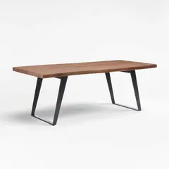CRATE & BARREL - Mesa de Comedor Yukon de Madera Maciza con Base de Hierro 200cm