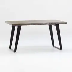 CRATE & BARREL - Mesa de Comedor Yukon de Madera Maciza con Base de Hierro 147cm