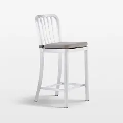 CRATE & BARREL - Silla de Bar Delta de Metal con Cojín Cushion Alloy Gris