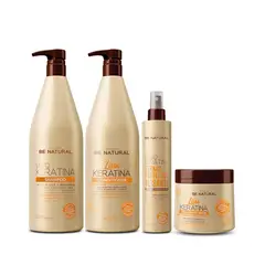 BE NATURAL - Pack Lisso Keratina Para Cabello Liso 1 Litro