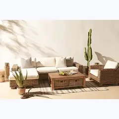 BASEMENT HOME - Juego de Sala de Terraza Kretes: Seccional Izquierdo, Sitial y Mesa de Centro