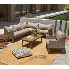 ROBERTA ALLEN - Juego de Sala de Terraza Kawaii: Seccional + Sofá 1 Cuerpo + Mesa de Centro