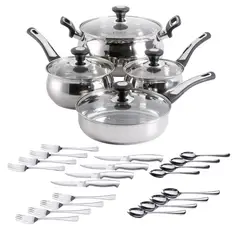 OSTER - Juego de Ollas 28 Piezas Acero Inoxidable
