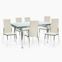 MICA - Juego de Comedor New Linear 6 Sillas Blanco