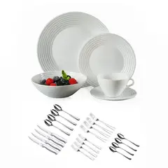 OSTER - Juego de Vajilla 40 Piezas Opal White