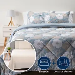 AMBIENTA - Juego de Cama: Edredón Ligero + Juego de Sábanas Roxana