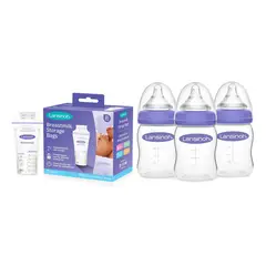 LANSINOH - Biberones 5 Onzas 3 unid + Bolsas Almacenamiento 100 unidades