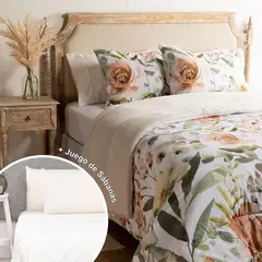 ROBERTA ALLEN - Juego De Cama: Edredón + Juego de Sábanas 200 Hilos 100% Algodón