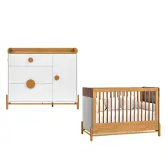 MICA KIDS - Cuna + Cómoda Tessa Marrón/Blanco