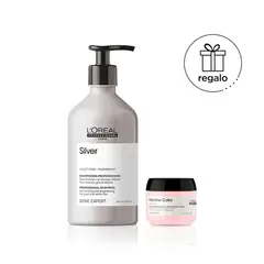 LOREAL PROFESSIONNEL - Shampoo Silver 500 ml para cabellos blancos o grises + Mascarilla Vitamino Color 75 ml