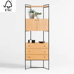 CRATE & BARREL - Estante Librero Evie 3 Cajones 2 Puertas 2 Espacios